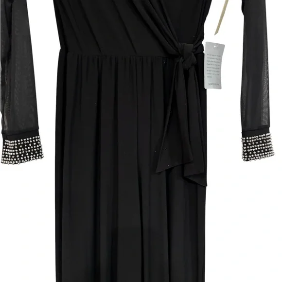 Nordstrom Tash + Sophie Black Jumpsuit with Sheer Sleeves Size Small New - Picture 3 of 6